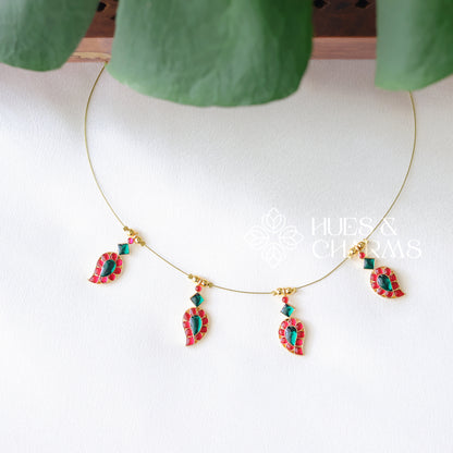 MANGO CHARMS FLOATING NECKPIECE - PINK & GREEN