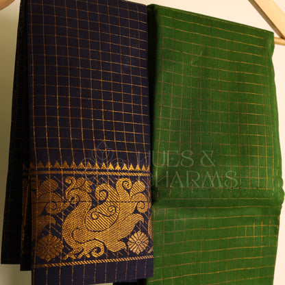 MADURAI SUNGUDI SAREE (Parrot green & deep blue)
