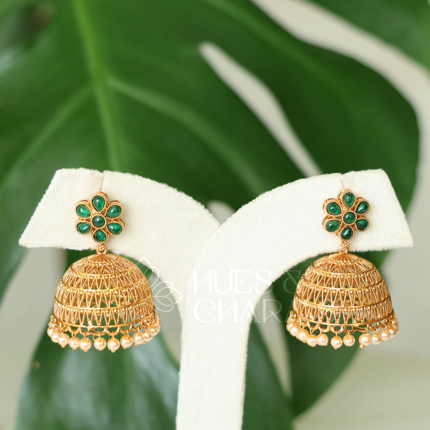 TRADITIONAL FLORAL JHUMKAS (COLOURS AVAILABLE)