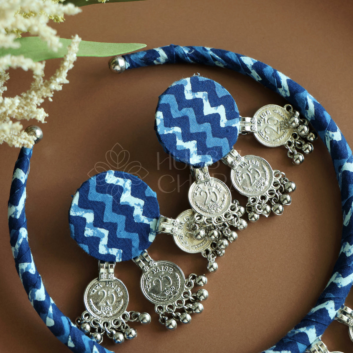 INDIGO PRINTED COIN FABRIC HASLI SET