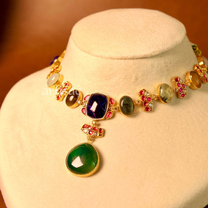 ORÉLIA MID LENGTH NECKLACE SET - MULTI RAW STONE