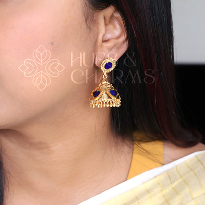 GOLDEN PALAKKA JHUMKAS |GOLD PLATED(Colours available)