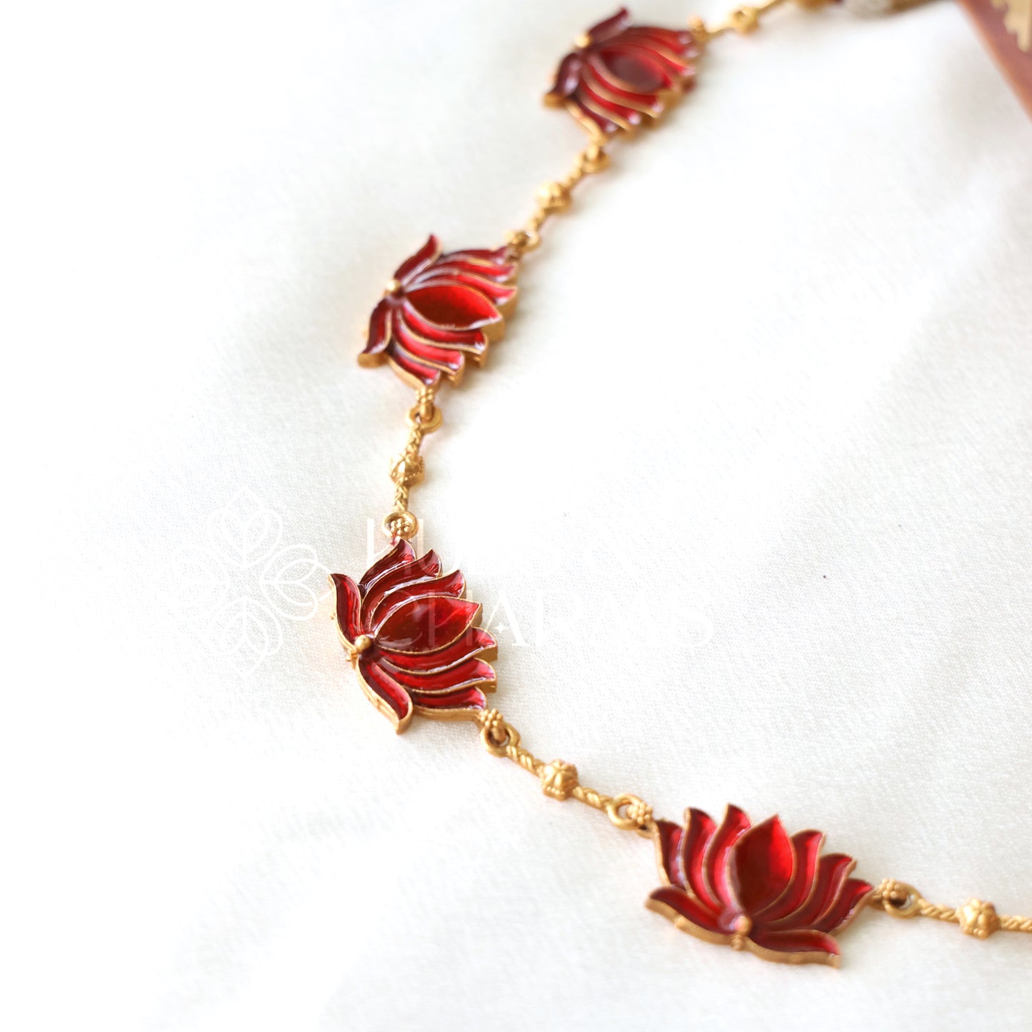 GOLDEN PADMA ENAMEL NECKLACE SET (Colours available)