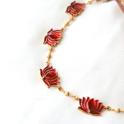 GOLDEN PADMA ENAMEL NECKLACE SET (Colours available)