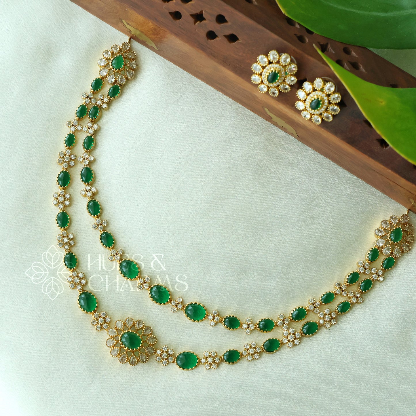 TWO LAYERED RATNA PUSHPA AD NECKLACE SET| Premium jewellery