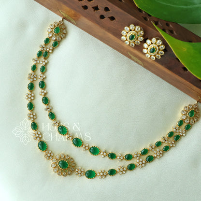 TWO LAYERED RATNA PUSHPA AD NECKLACE SET| Premium jewellery
