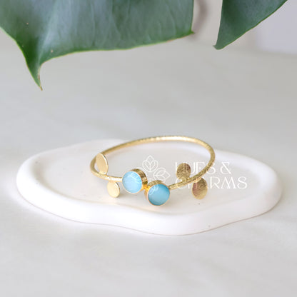 TEXTURED 2 STONE ADJUSTABLE GLOSSY BANGLE (COLOURS AVAILABLE)