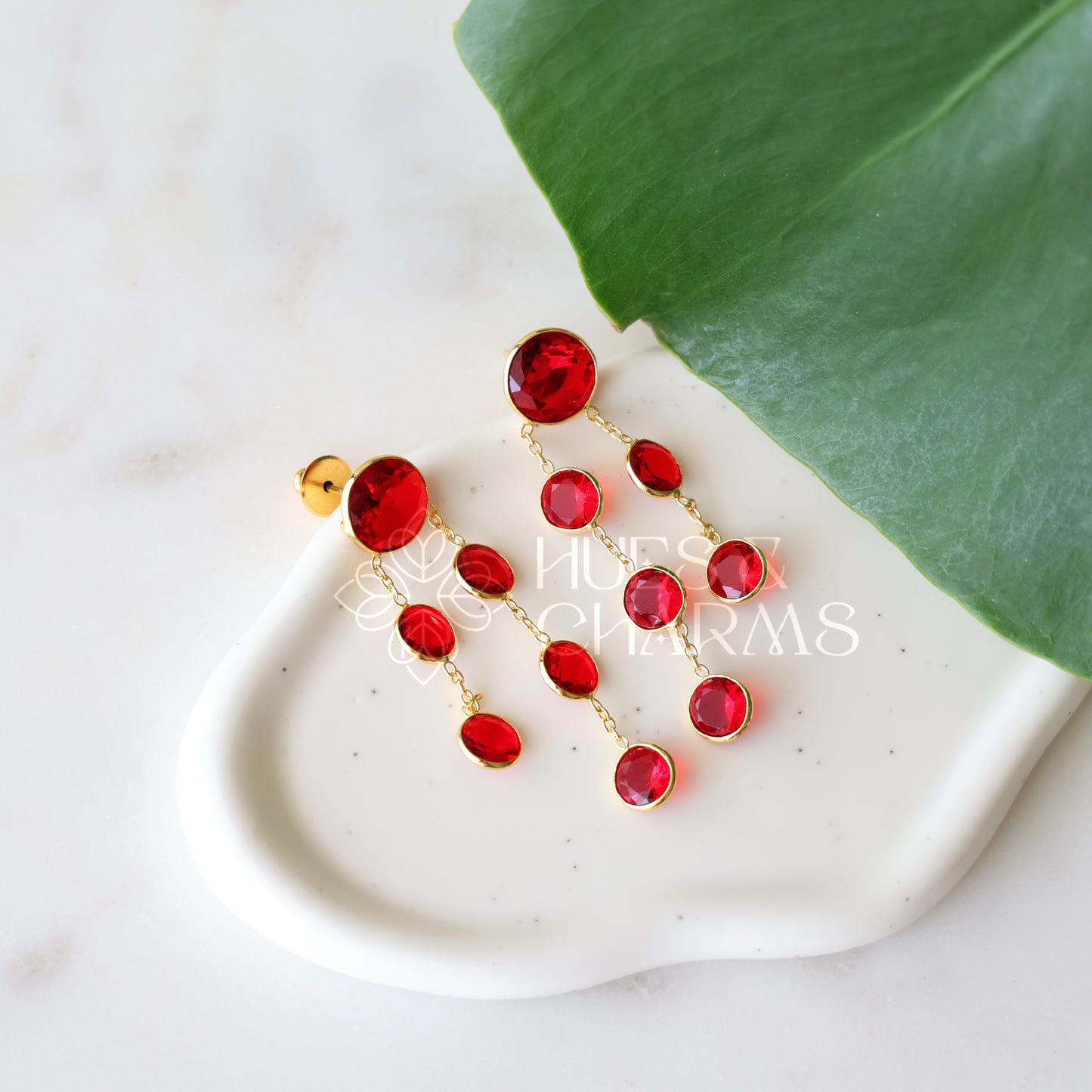 GLOSSY ROYAL AZURE FALL EARRINGS (COLOURS AVAILABLE)