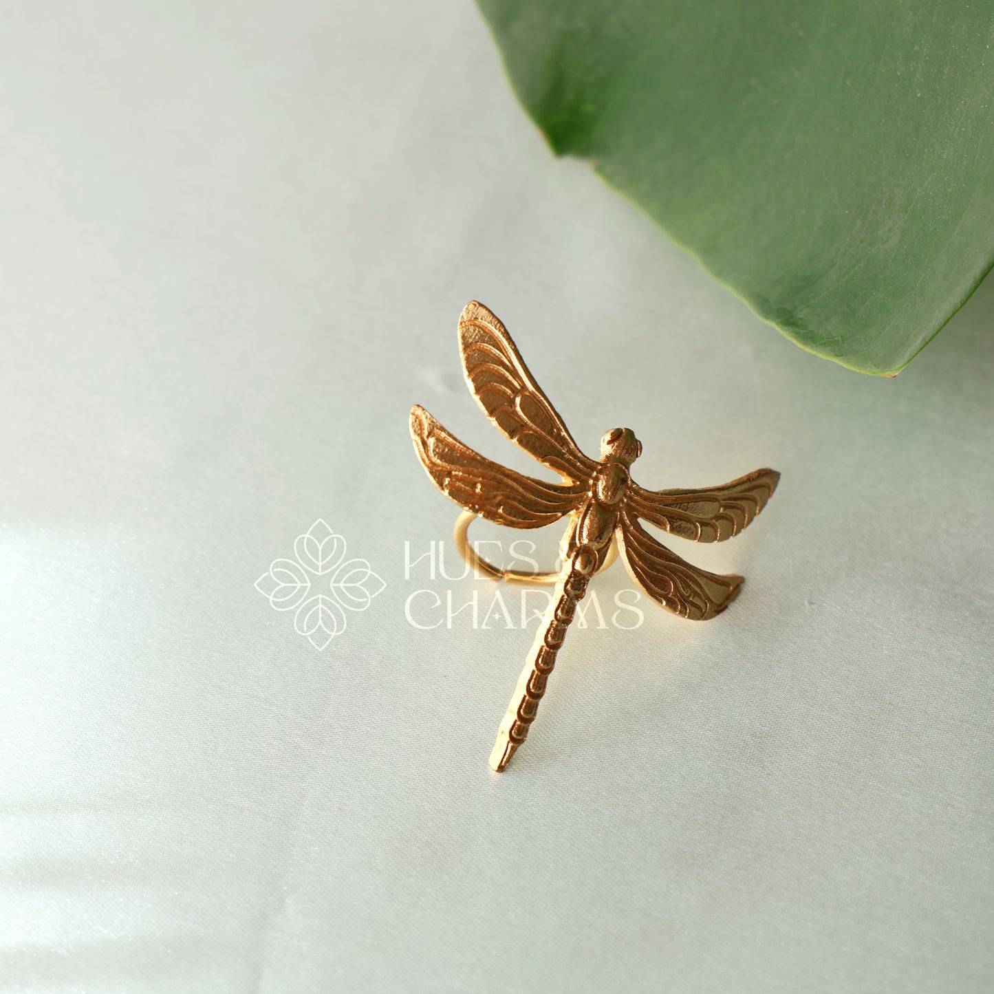 GOLDEN STATEMENT DRAGONFLY ADJUSTABLE RING