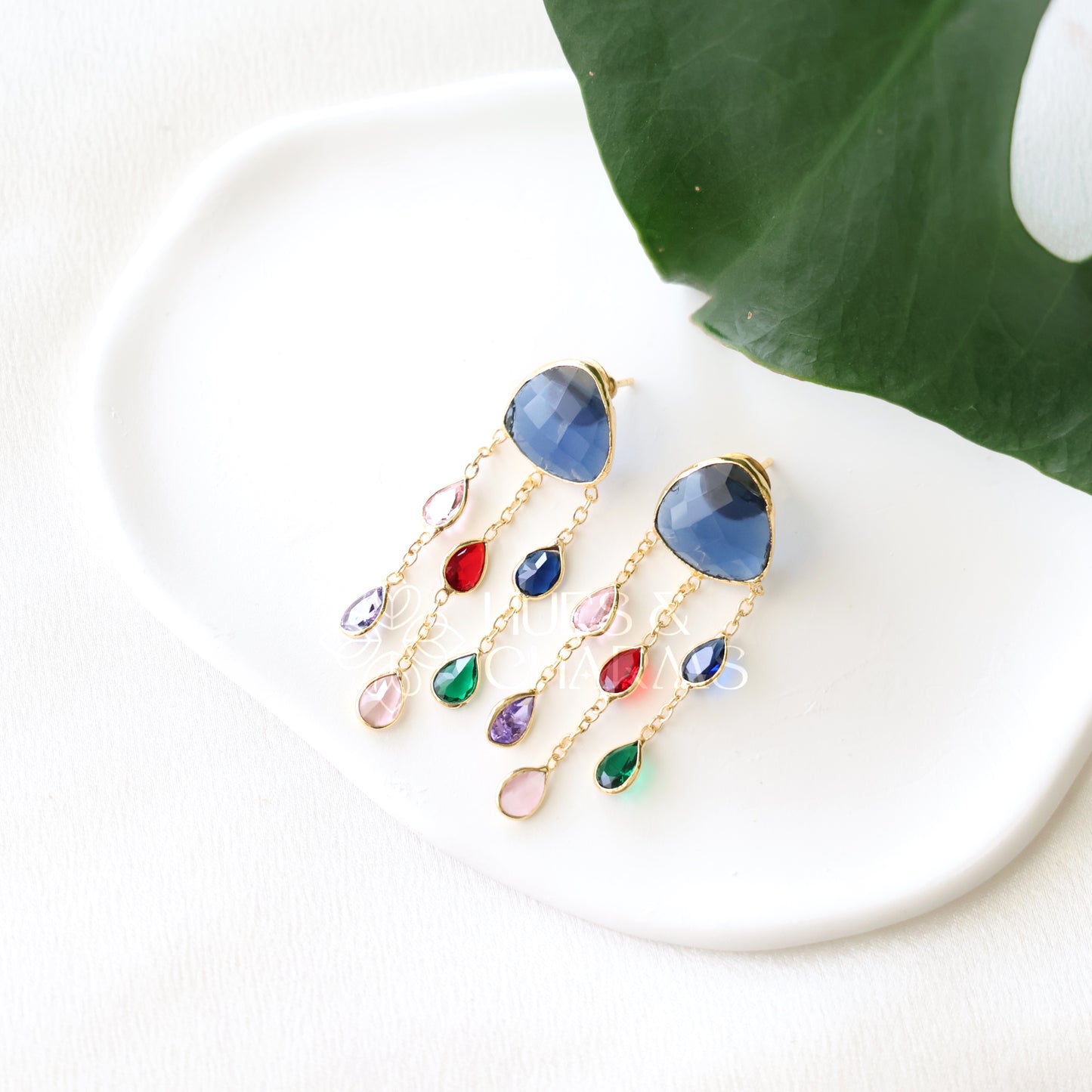 GLOSSY 3 LAYER MULTICOLOUR STATEMENT EARRING (COLOURS AVAILABLE)