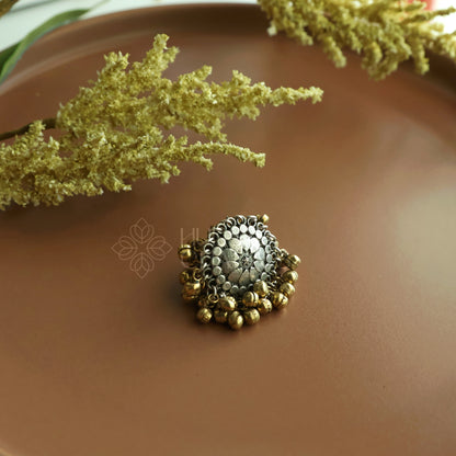 OXIDIZED DUAL TONE STATEMENT GHUNGAROO RING