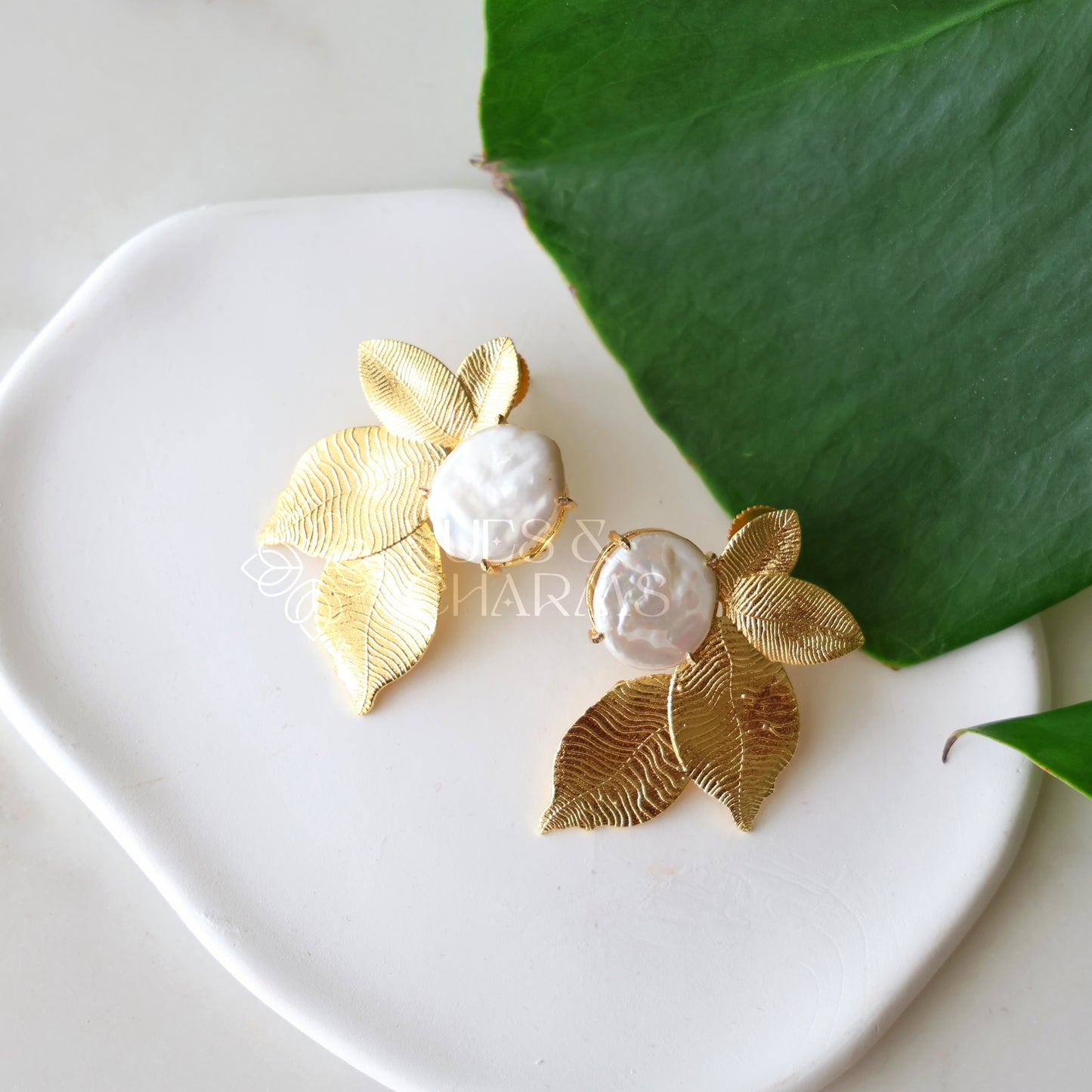 GOLDEN STATEMENT LUMIERE LEAF EARRINGS (COLOURS AVAILABLE)
