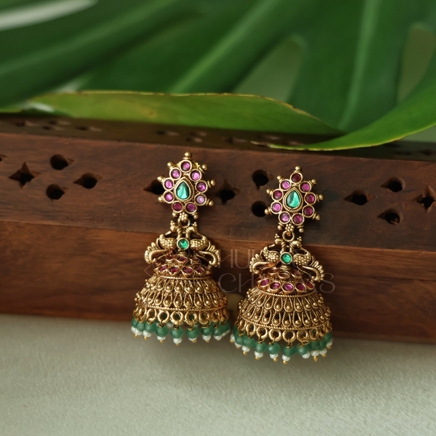TRADITIONAL PADMALINI JHUMKA
 WITH BEADS