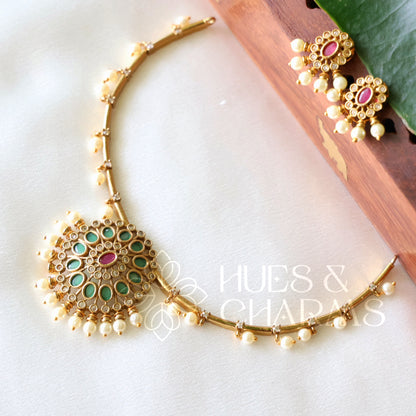 GOLDEN CHAKRA NECKLACE SET WITH PEARLS