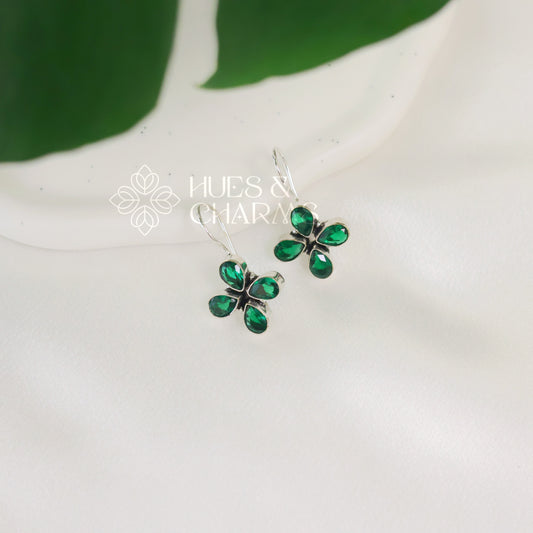 FLOWER DROP SILVER EARRINGS (COLOURS AVAILABLE)