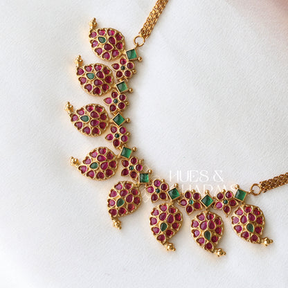 TRADITIONAL KEMP MANGO MOTIF NECKLACE SET | Premium jewellery