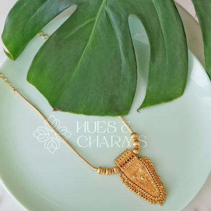 GOLD PLATED POORAM NETTIPATAM PENDANT NECKLACE | GOLD PLATED