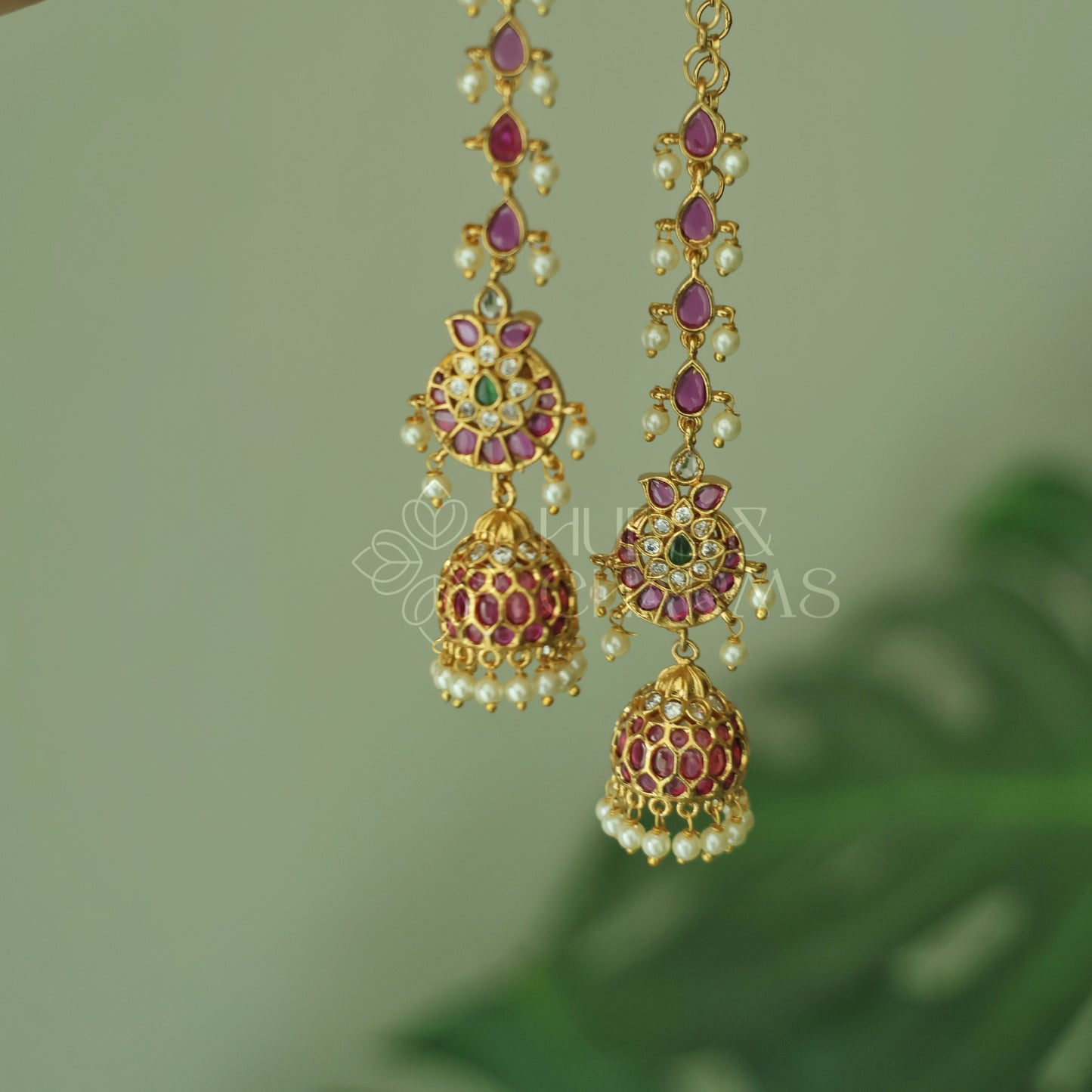 PADMARAGA KEMP JHUMKA WITH MATTAL