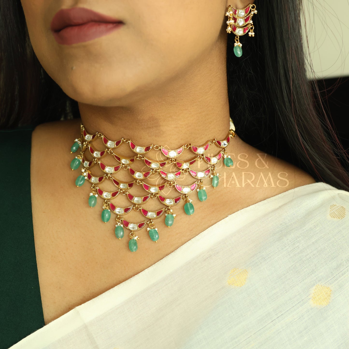 STATEMENT LAYERED JADAU  CHOKER SET |PREMIUM JEWELLERY