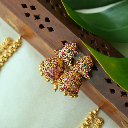 GOLDEN MAYURA LAKSHMI COIN KEMP NECKLACE SET | Premium jewellery