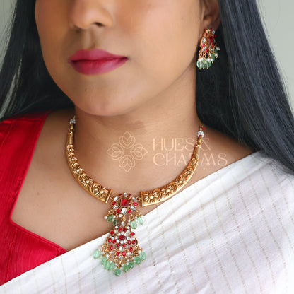 GOLDEN JASMINE ROYAL NECKLACE SET