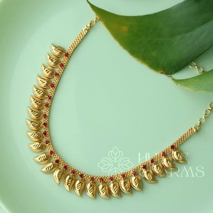 TRADITIONAL MANGO RUBY NECKLACE |GOLD PLATED