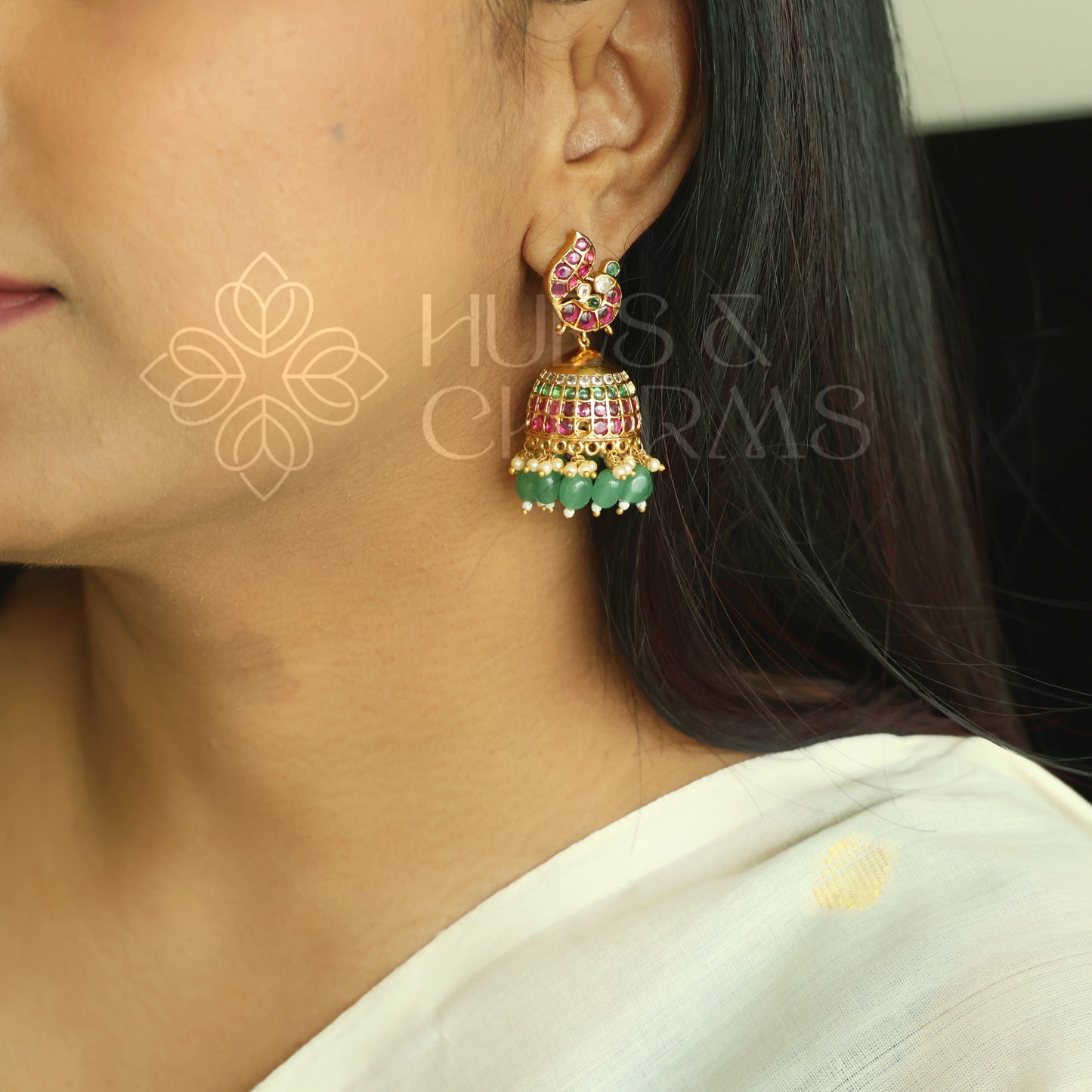 GOLDEN MAYURAVALLI KEMP RAGA JHUMKA |PREMIUM JEWELLERY