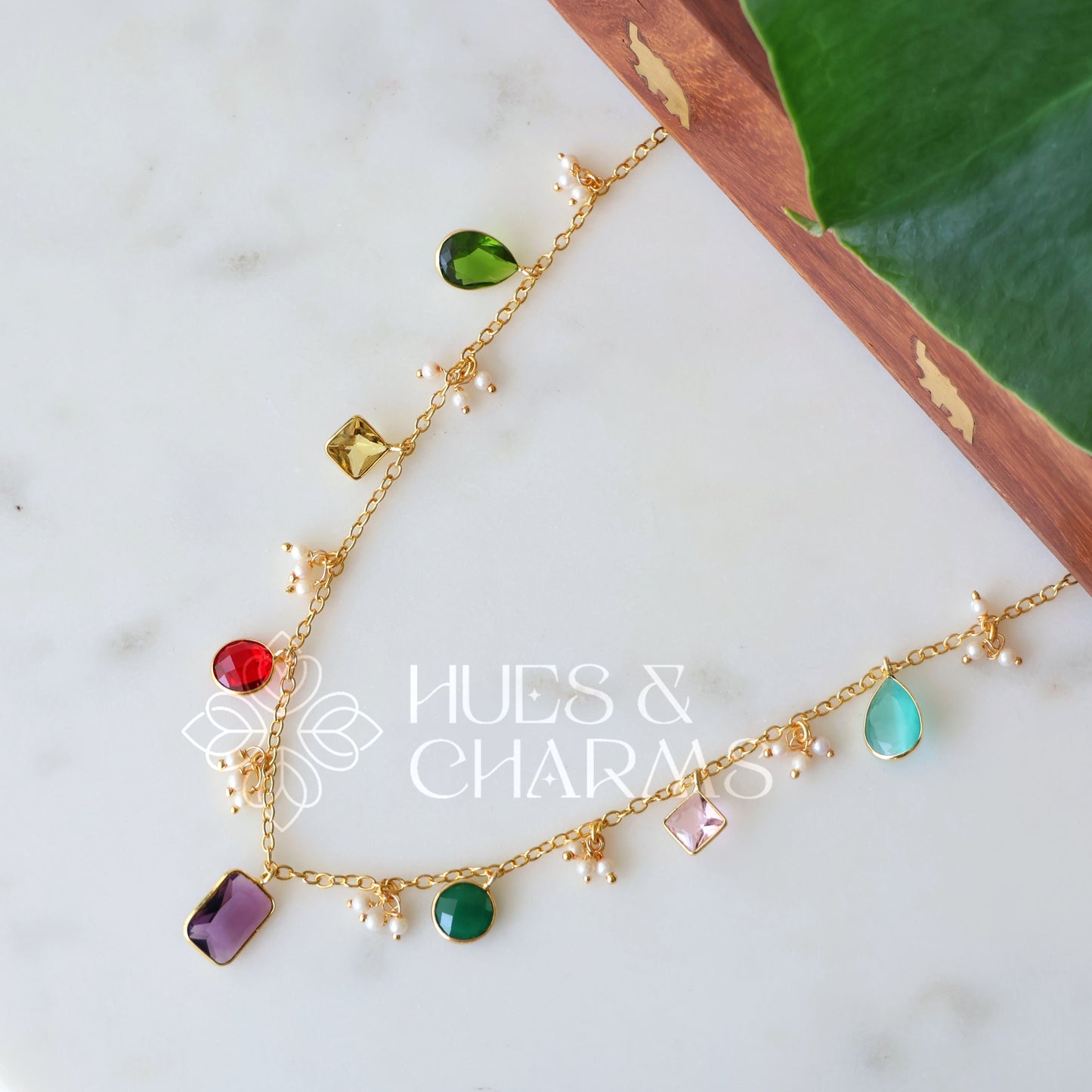 GOLDEN GLOSSY MULTI-CHARM NECKPIECE (COLOURS AVAILABLE)