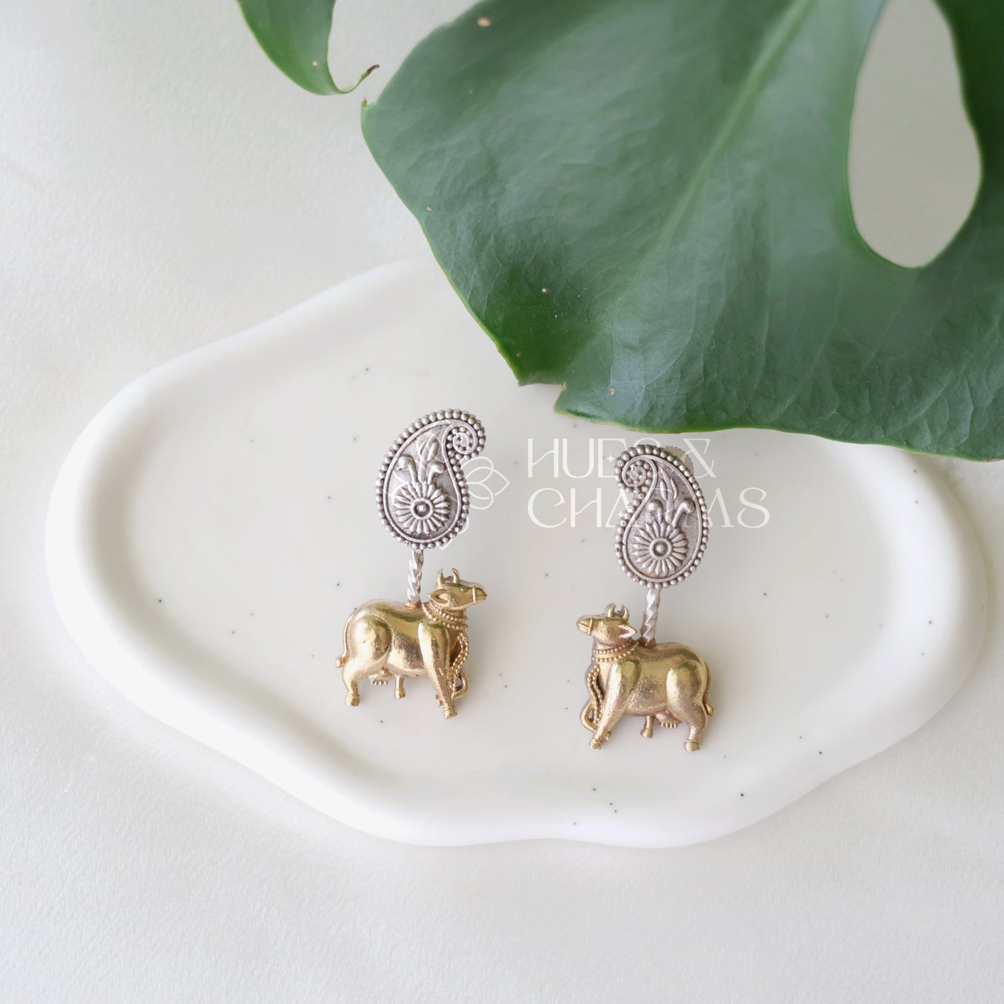 OXIDIZED DUAL TONE NANDI EARRINGS