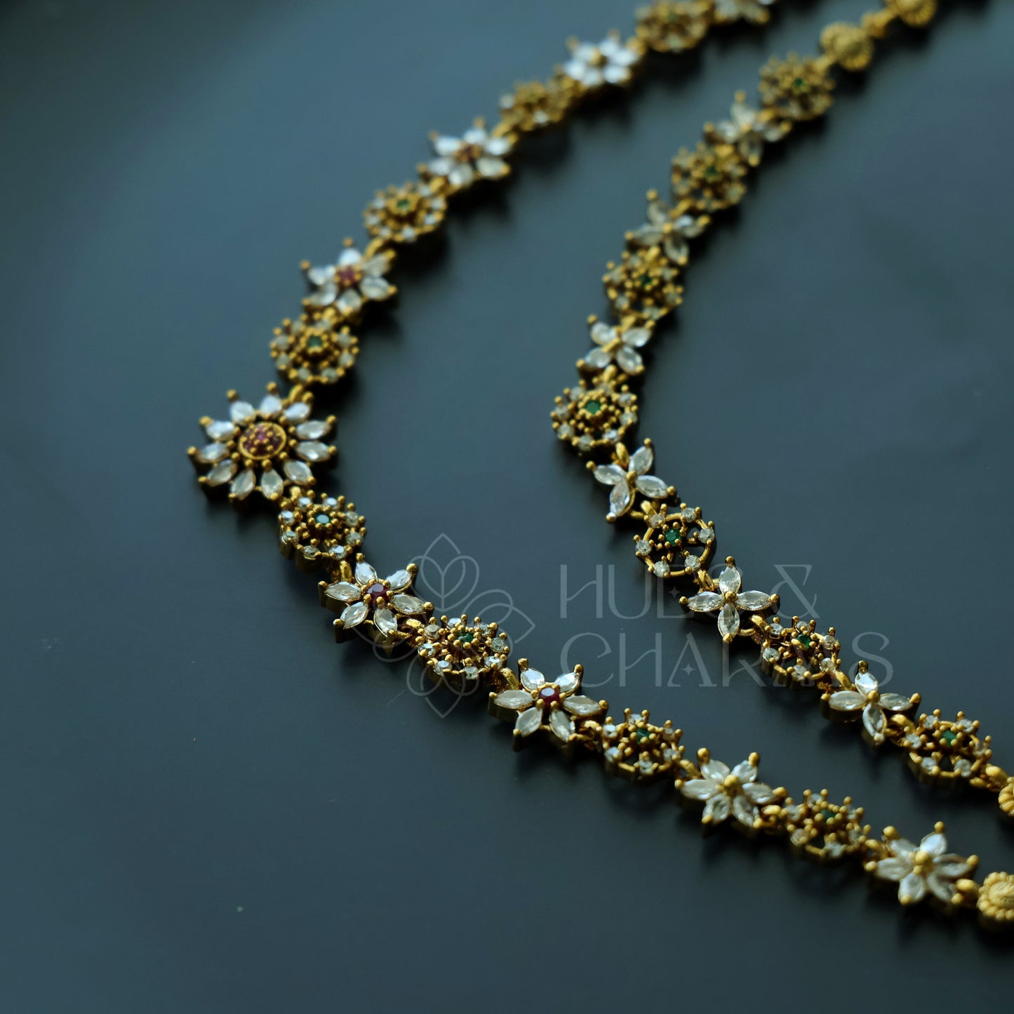 TWO-LAYER AD PUSHPAHARINI NECKLACE SET