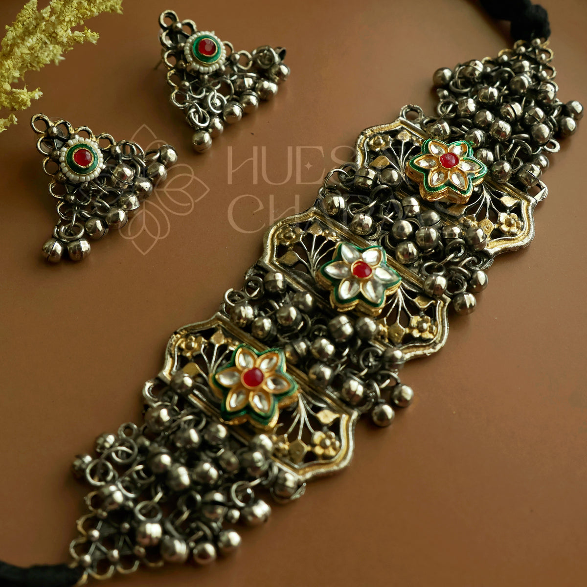 GULBAHAR DUAL TONE OXIDISED CHOKER SET