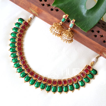 GOLDEN KOVAI PALAKKA NECKLACE SET (COLOURS AVAILABLE)