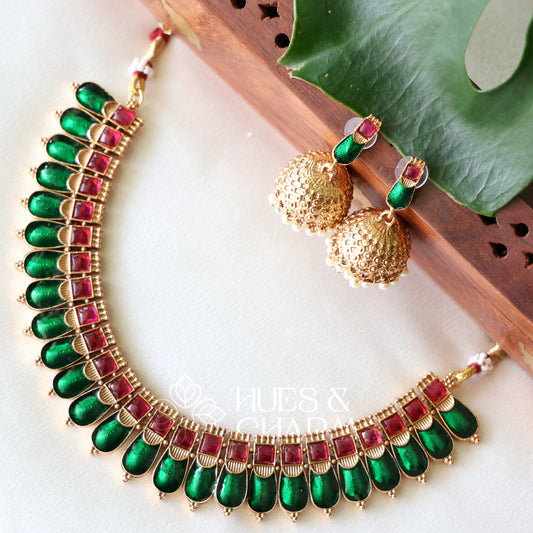 GOLDEN KOVAI PALAKKA NECKLACE SET