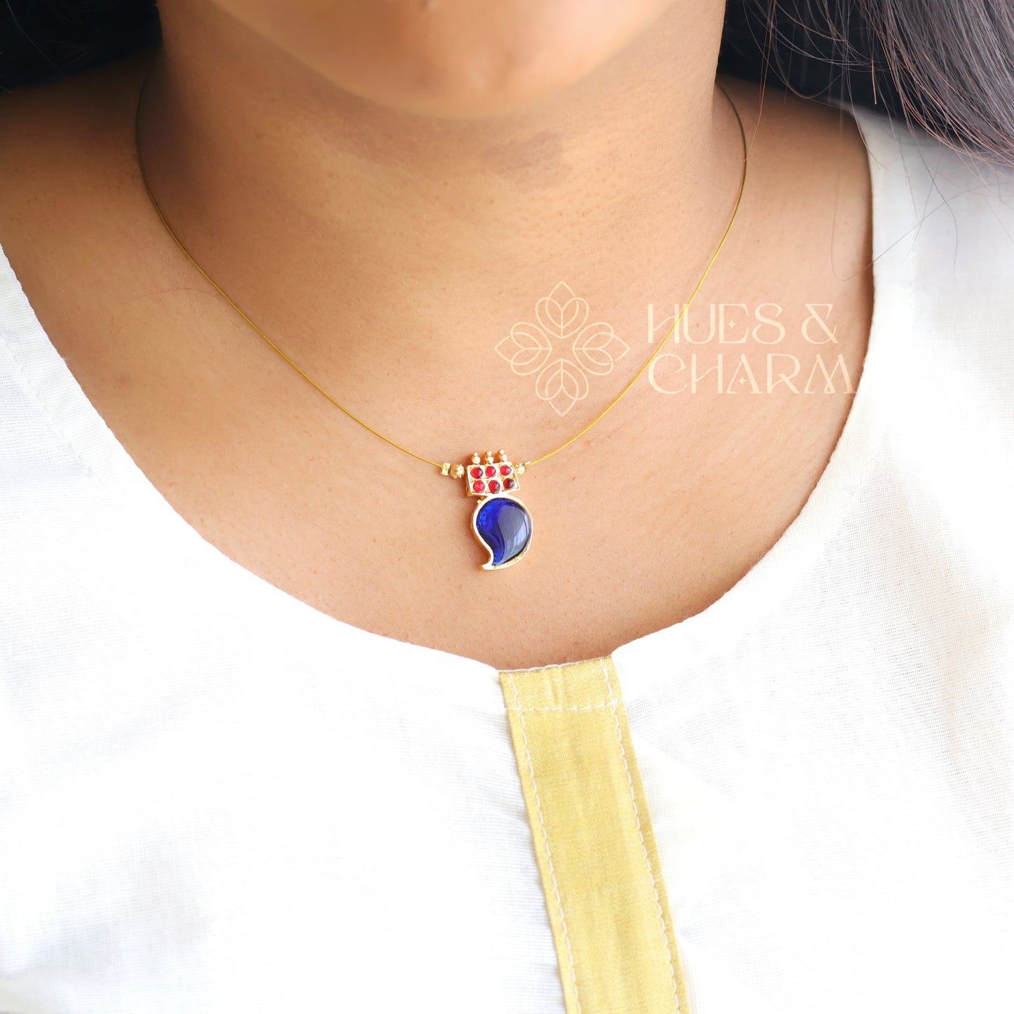 MANGO FLOATING NECKPIECE - BLUE