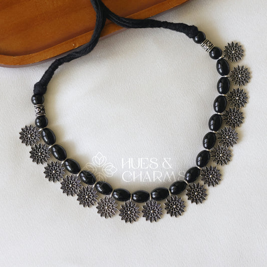 OXIDIZED FLORAL NECKPIECE