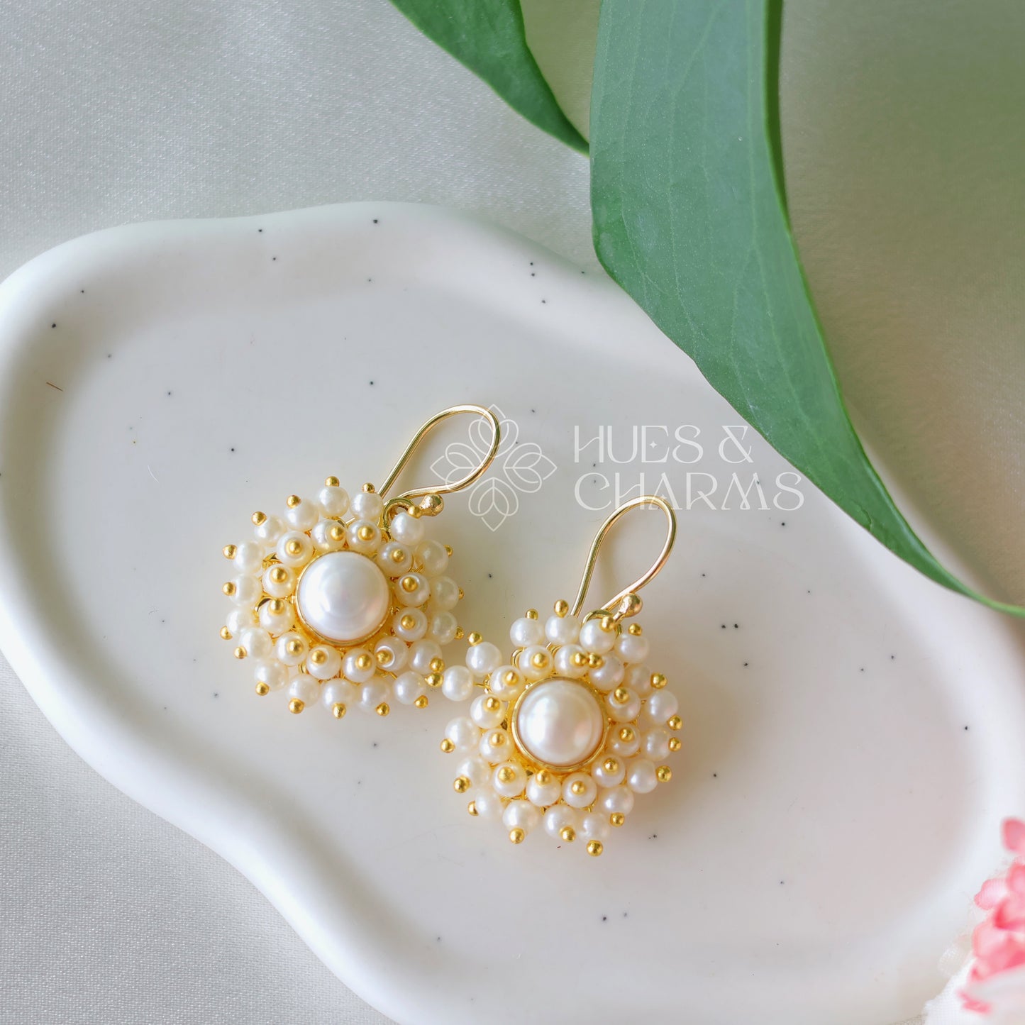 Round Pearl Drop Earrings