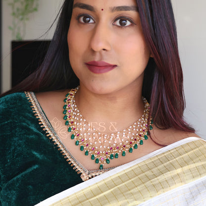 PEARL LAYERED JADAU STATEMENT NECKPIECE |PREMIUM JEWELLERY