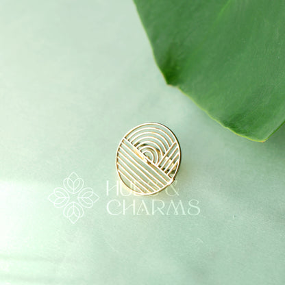 GOLDEN ARC & LINE ADJUSTABLE RING