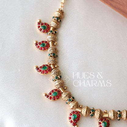 GOLDEN TARANGINI KEMP PALAKKA NECKLACE SET