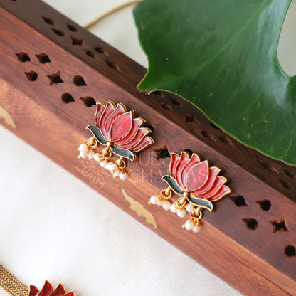 LOTUS ENAMEL GUTTAPUSALU CHOKER SET (Colours available)