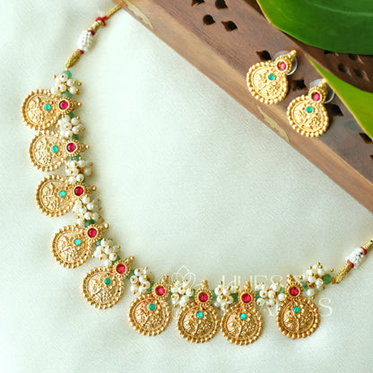 GOLDEN SWARNA RATNA PEARL NECKLACE SET