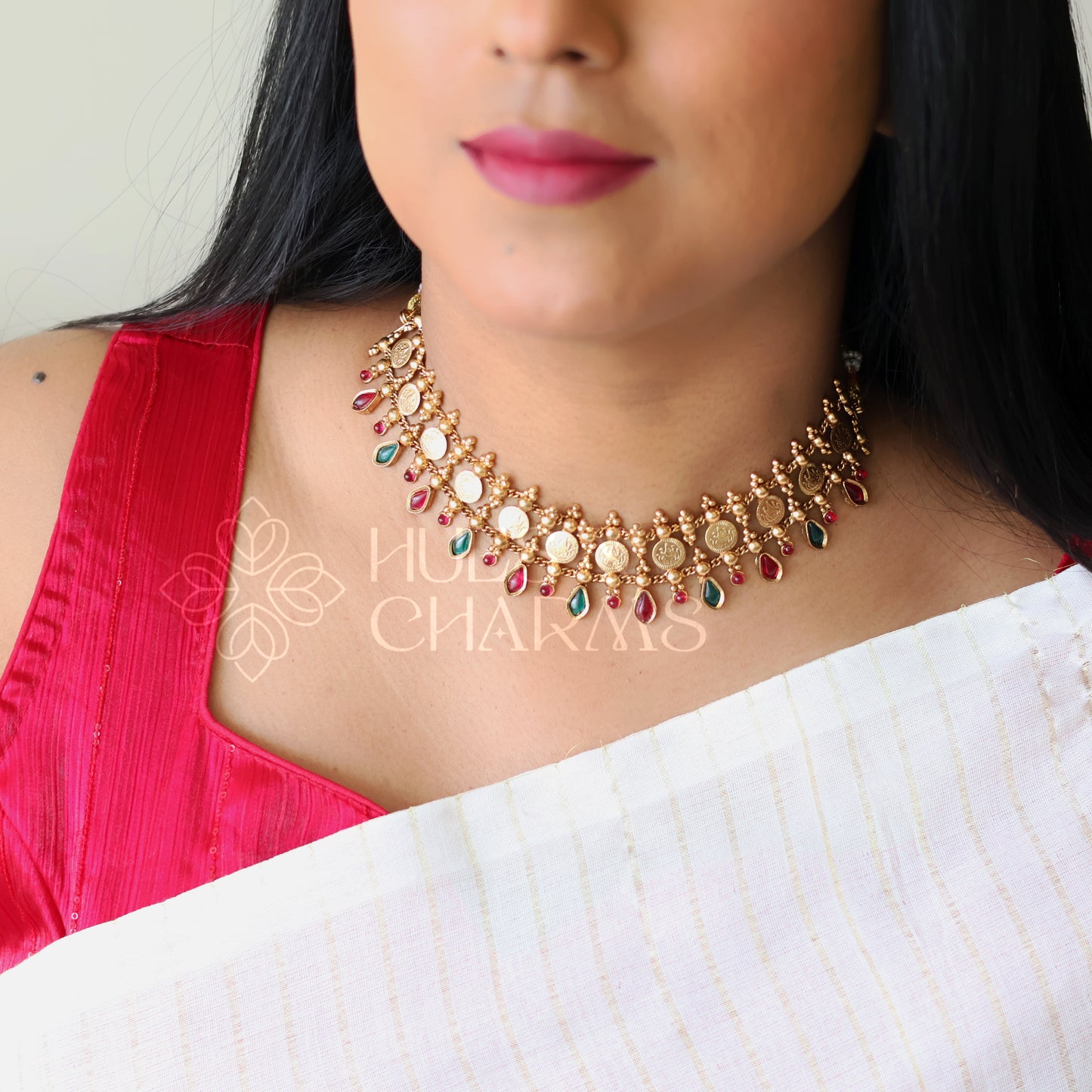 TRADITIONAL THREE LAYER KAASHU CHOKER SET(COLOURS AVAILABLE)