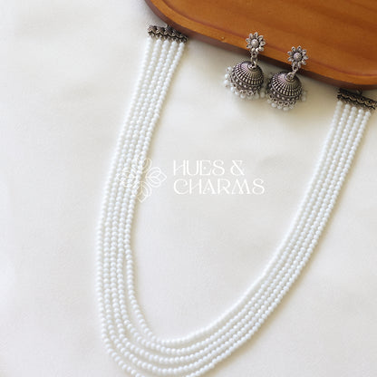 OXIDIZED LAYER NECKLACE SET - WHITE