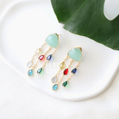 GLOSSY 3 LAYER MULTICOLOUR STATEMENT EARRING (COLOURS AVAILABLE)
