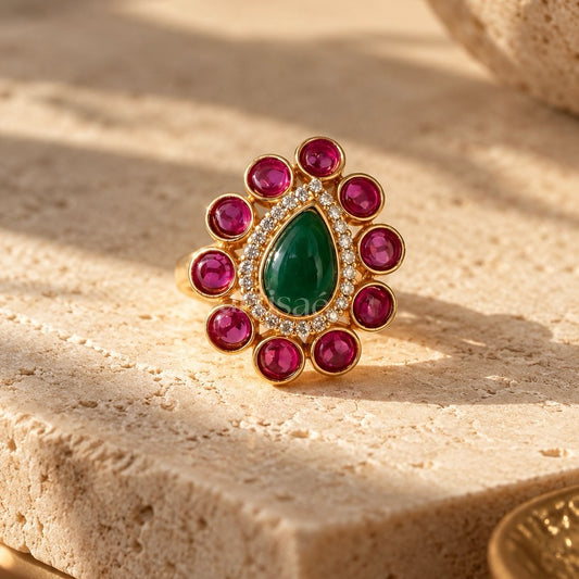 NAQSH CONTEMPORARY GREEN ONYX RING