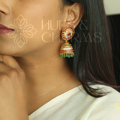GOLDEN STATEMENT VARNIKA KEMP JHUMKA | PREMIUM JEWELLERY