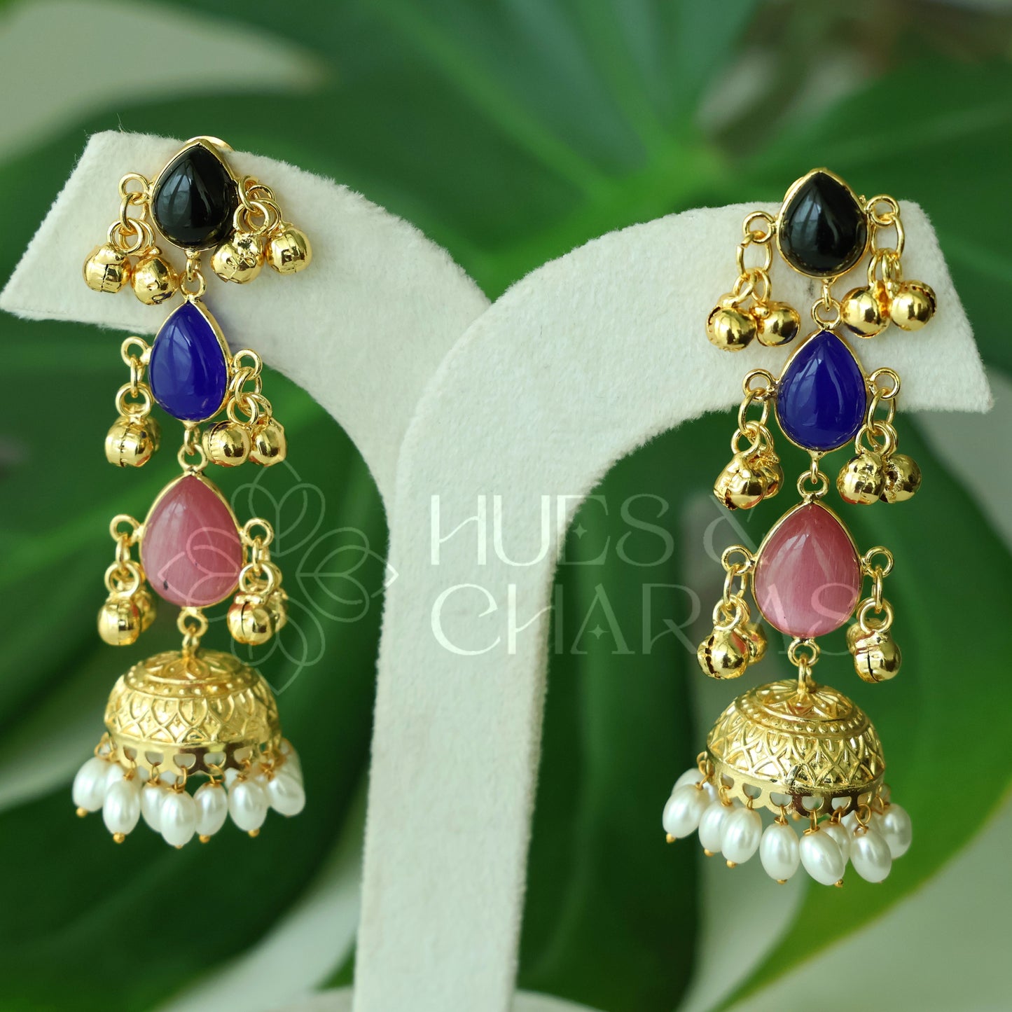 GOLDEN KANIKA PEARL GHUNGROO JHUMKA (Colours available)
