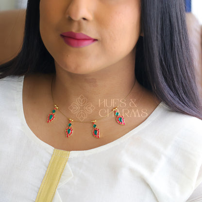 MANGO CHARMS FLOATING NECKPIECE - PINK & GREEN