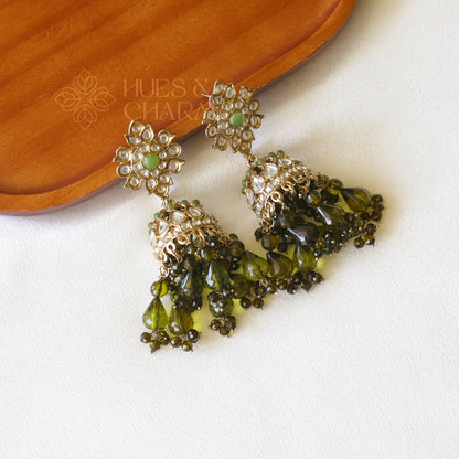 JHUMKA EARRINGS -LIGHT GREEN