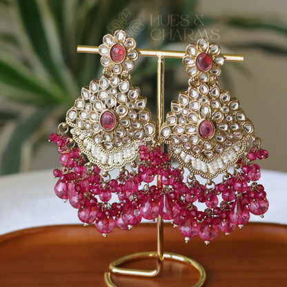 STATEMENT ELEGANT EARRINGS - PINK